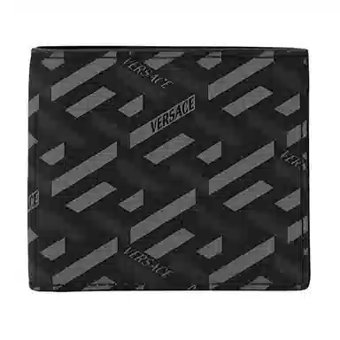 Versace Vintage Monogram Fold Wallet Black Gray