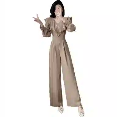 沐晓欣 长款荷叶边气质小众连体裤 女款