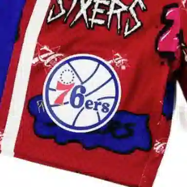 Mitchell & Ness 76ers Basketball Shorts Red