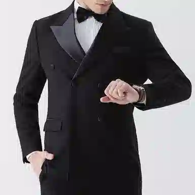 恒源祥 双排扣翻领纯色西装 男款 黑色