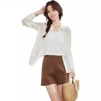 爱依服 简约纯色通勤长袖立领衬衫 女款