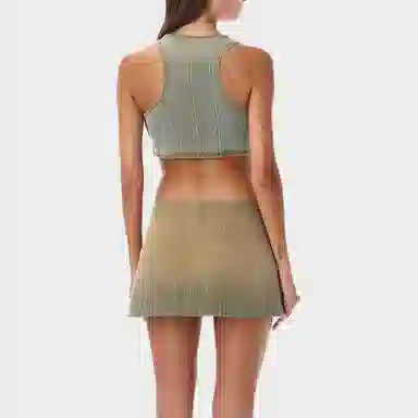 Diesel Letter Print Sleeveless Vest Green