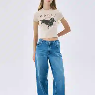 Mardi Mercredi Cropped Tshirt Beige Taupe