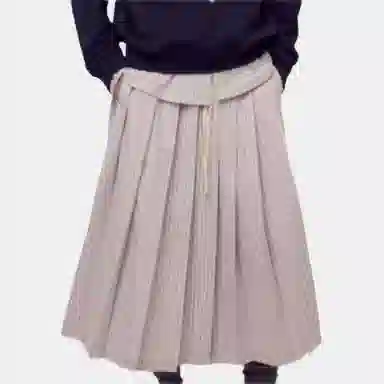 MARDI MERCREDI FW25 COTTON PLEATED MAXI SKIRT STRIPE_PINK