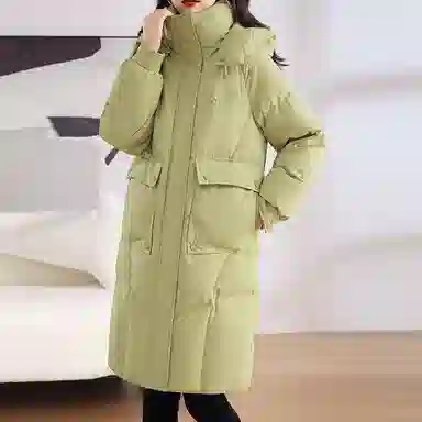 鸭鸭 连帽大口袋韩版休闲连帽羽绒服 女款