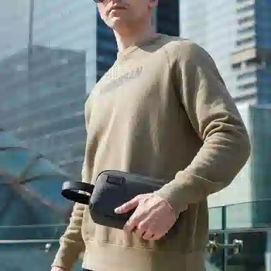 北极猎人 商务时尚百搭 织面 拉链手包盒子包手机包手拿包 常规 男款 黑色/灰色