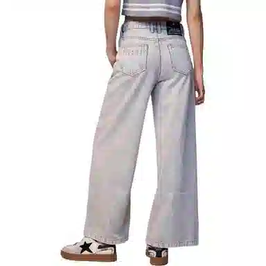 STARTER Washed Loose Mid-Rise Straight Jeans