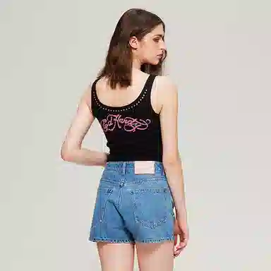 Ed Hardy Embroidered Sequin Knit Vest Black