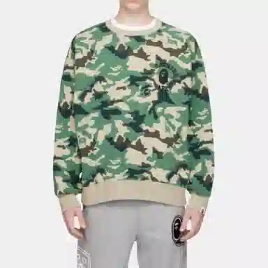 A BATHING APE Camo Logo Pullover Sweatshirt