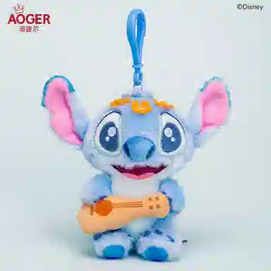 澳捷尔 迪士尼 史迪奇夏日度假系列 冰激凌吉他草帽款 玩偶周边