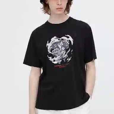 UNIQLO x One Piece Film Red Luffy Print Crew Neck T-Shirt Black