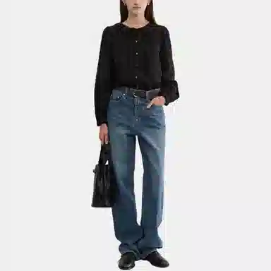 Dunst EXCLUSIVE VINTAGE RUFFLE BLOUSE BLACK