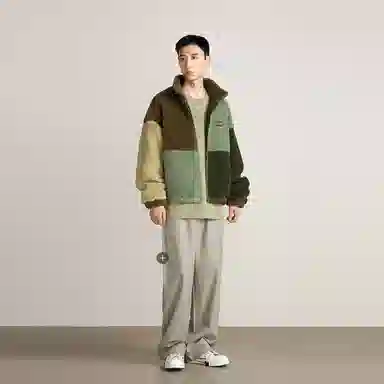 华人青年 拼接撞色立领棉服 男款