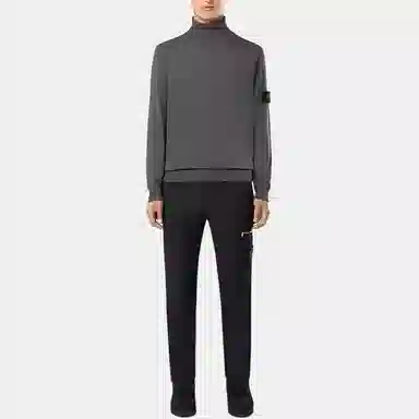 Stone Island Slim Logo Zip Pants Black