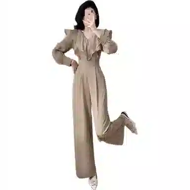 沐晓欣 长款荷叶边气质小众连体裤 女款