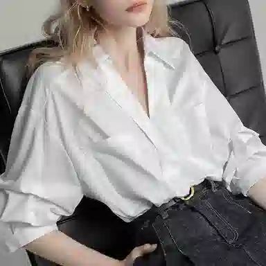 【dme】 纯色休闲长袖衬衫 女款 白色