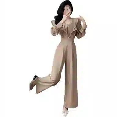 沐晓欣 长款荷叶边气质小众连体裤 女款