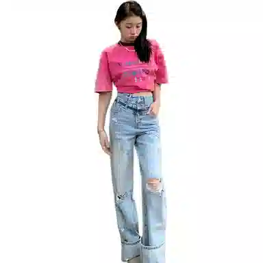 Valeria Obbaco High Waist Straight Jeans Blue