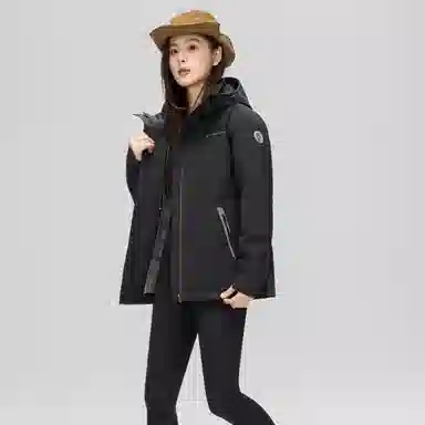 雅鹿 连帽短款宽松长袖纯色羽绒服 女款