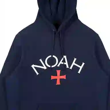 NOAH Core Logo Hoodie Navy Logo