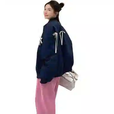 桴生 时尚甜酷风撞色字母印花蝴蝶结棒球服 女款