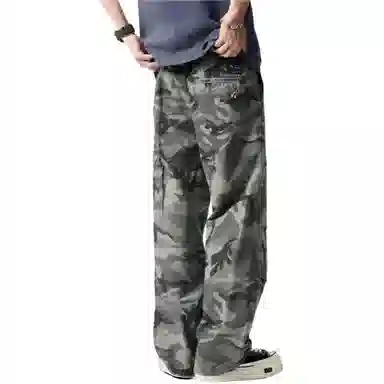 赞仕 纯棉水洗直筒宽松休闲工装裤 男款