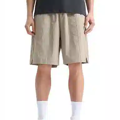 特步 篮球系列 休闲简约字母宽松系带运动短裤 男款 枫桥色