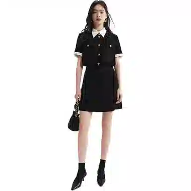 Peacebird Two-in-One Tweed Dress Black
