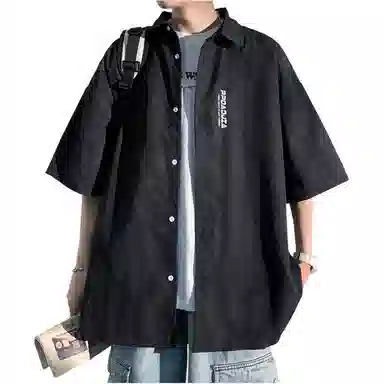 【dme】 美式休闲男夏季薄潮牌潮流宽松衣服日系短袖衬衫 男女同款