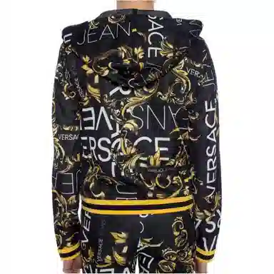 Versace Jeans Couture Letter Print Hoodie Black
