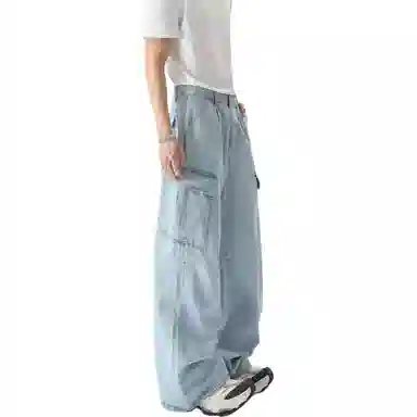 TURN TIDE Wide Leg Cargo Denim Pants