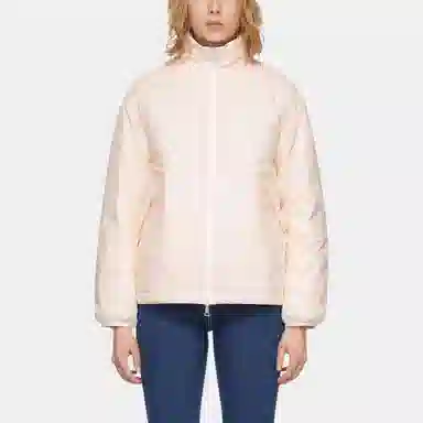 Moncler Logo Print Down Jacket Pink