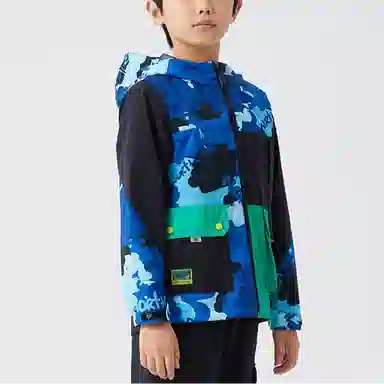 诺诗兰 连帽拉链拼色防风防水冲锋衣 青少年