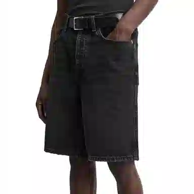 ZARA Straight Wash Denim Shorts Carbon