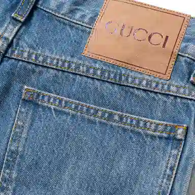 Gucci Logo Mid-Rise Slim Jeans Blue