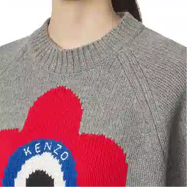 KENZO Floral Print Crewneck Sweater Grey