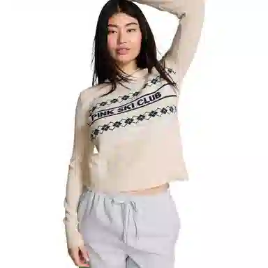 Victoria's Secret PINK Crewneck SweaterNatural Heather Ski Club