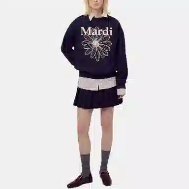 MARDI MERCREDI FW25 SWEATSHIRT FLOWERMARDI_NAVY PALEPINK