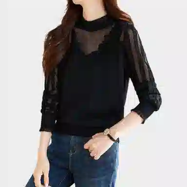 曲韩 蕾丝打底舒适长袖毛衣 女款