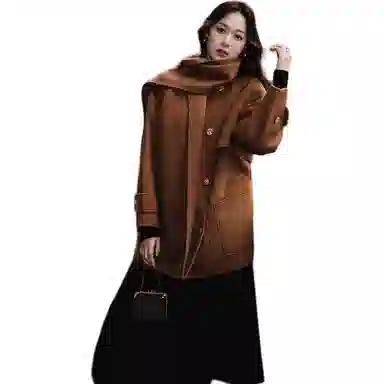 美洋 双面呢围巾冬季大衣 女款