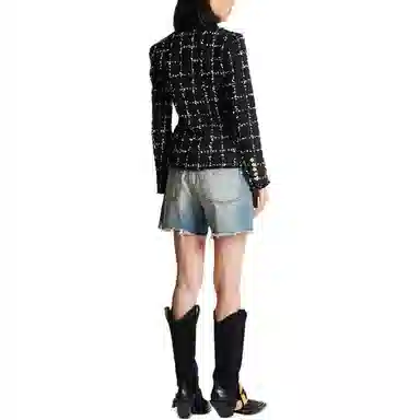 BALMAIN Check Tweed 6-Button Jacket