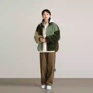 华人青年 拼接撞色立领棉服 男款