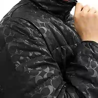 COACH SS24 Jacquard Zip-Up Down Jacket Black