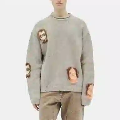 Acne Studios Jacquard Skull Jumper Brown