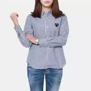 CDG Play Striped Black Heart Long Sleeve Shirt