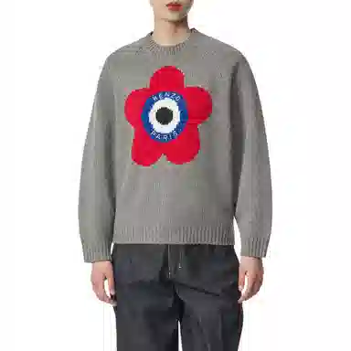 KENZO Floral Print Crewneck Sweater Grey