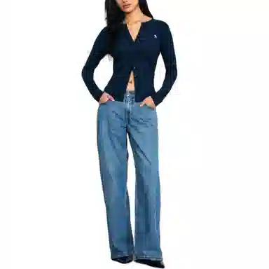 Abercrombie Fitch Slim Long Sleeve Tee Navy