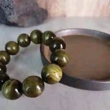 卓禹 老绿料 高密带花满水波纹金丝楠 小叶桢楠 雅安产区 素圈文玩佛珠 阴沉木 手串 男女同款情侣款