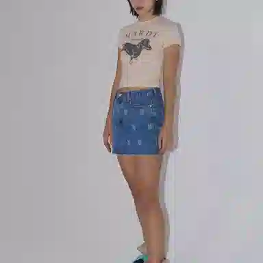 Mardi Mercredi Cropped Tshirt Beige Taupe