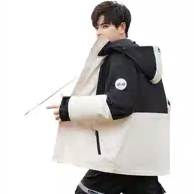 鸭鸭 撞色连帽羽绒服 男款